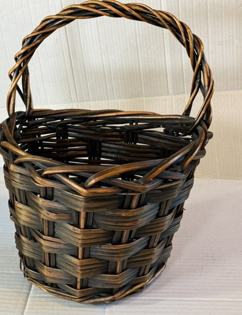 Vintage Basket Wall Hanging Dark Brown